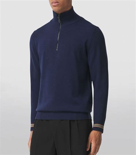 burberry london half zip mens with pattern|BURBERRY Wool Half.